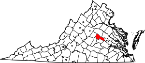 State map highlighting Goochland County