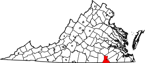 State map highlighting Greensville County