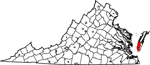 State map highlighting Northampton County