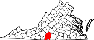 State map highlighting Pittsylvania County