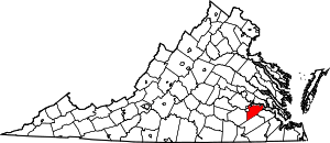 State map highlighting Prince George County