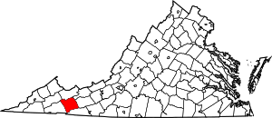 State map highlighting Smyth County