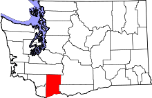 State map highlighting Skamania County