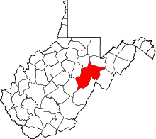 Map of West Virginia highlighting Randolph County