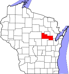 State map highlighting Shawano County