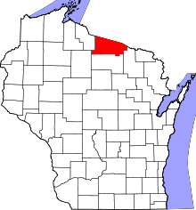 State map highlighting Vilas County