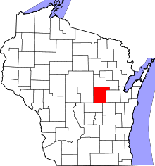 State map highlighting Waupaca County