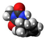 Space-filling model of the mephenytoin molecule