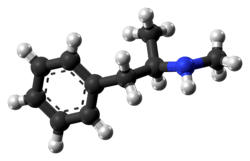 Ball-and-stick model of the methamphetamine molecule