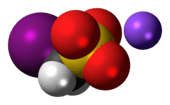 Space-filling model of methiodal as a sodium salt