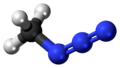 Ball-and-stick model of the methyl azide molecule