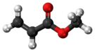 Ball-and-stick model of the methyl acrylate molecule