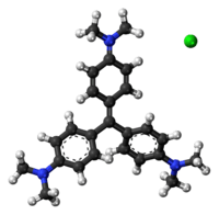 Ball-and-stick model of crystal violet as a chloride salt