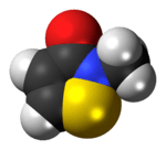 Space-filling model of the methylisothiazolinone molecule