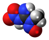 Space-filling model of the methylnitronitrosoguanidine molecule