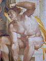 Michelangelo Sistine Chapel ceiling- Creation of man Ignudo1.JPG