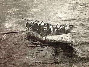 Survivors from Mona's Queen, pictured from the destroyer,