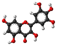 Ball-and-stick model of the myricetin molecule