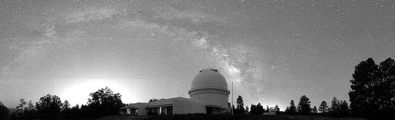 Night-time panoramic of operations at the United States Naval Observatory Flagstaff Station (or NOFS)