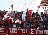 Nea Salamina Famagusta FC fans at Ammochostos Stadium in a game against Alki Larnaca F.C. in season 2011-12.