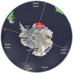 Location of  New Swabia  (red)on Antarctica  (grey)