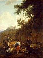 Nicolaes Berchem's painting of same landscape with castle