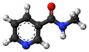 Ball-and-stick model of the nicotinyl methylamide molecule