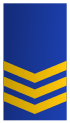 three gold chevrons on a blue background