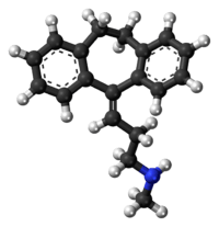 Ball-and-stick model of the nortriptyline molecule