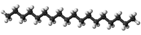 Ball-and-stick model of the octadecane molecule