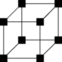 8 speakers spaced on the vertices of a cube