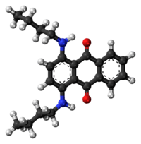 Ball-and-stick model of the Oil Blue 35 molecule