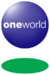 A blue orb with the word Oneworld in the middle and a green disc below