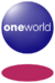 A blue orb with the word Oneworld in the middle and a red disc below