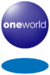 A blue orb with the word Oneworld in the middle and a blue disc below