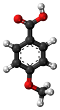 Ball-and-stick model of the p-anisic acid molecule