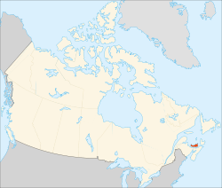 Map of Canada showing the location of PEI in red.