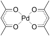 Skeletal formula of palladium(II) acetylacetonate