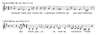 two lines of musical notation in comparison