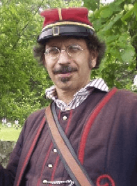 Patri Pugliese in zouave uniform as a Civil War reenactor, Memorial Day 2006