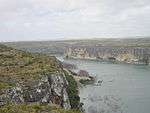 A large river flows through a canyon.