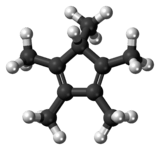 Ball-and-stick model of the pentamethylcyclopentadiene molecule