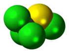 Space-filling model of the perchloromethyl mercaptan molecule