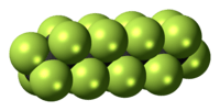 Space-filling model of perfluorooctane