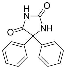 Structural formula of phenytoin