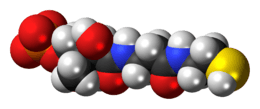 Space-filling model of the phosphopantetheine molecule as an anion (2- charge)