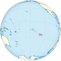 Location of  Pitcairn Islands  (circled in red)in the Pacific Ocean  (light blue)