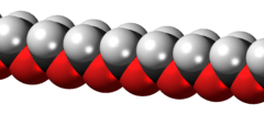 Space-filling model of a polyoxymethylene chain