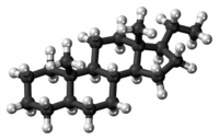 Ball-and-stick model of the pregnane molecule