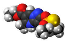 Space-filling model of the pyrazophos molecule